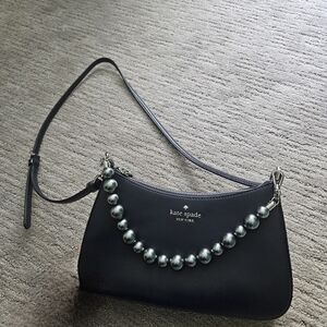 Kate Spade Black Shoulder Bag - Madison Faux Pearl Medium Convertible Crossbody